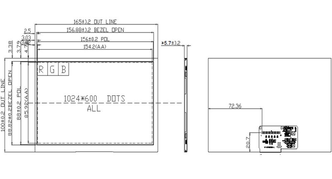 7" Inch 1024x600 LVDS TFT LCD with CTP, PCAP Touch Screen 7 inch IPS 0