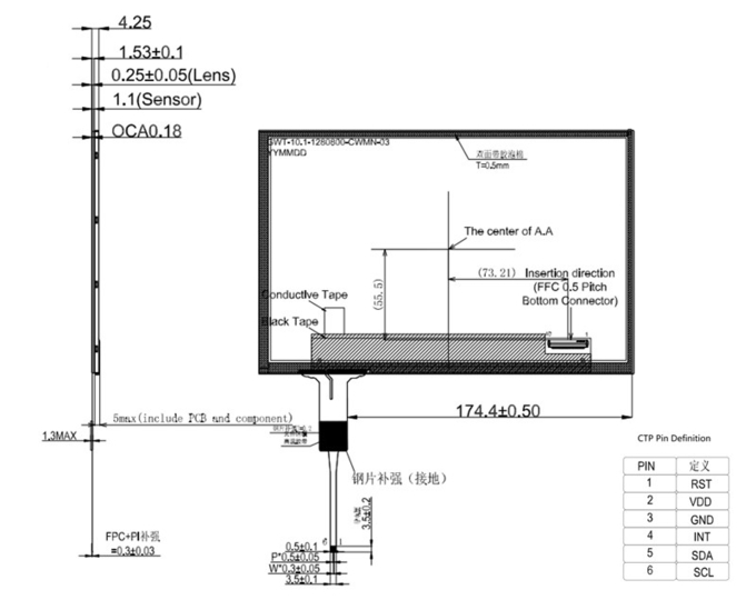 China Factory 10.1 Inch TFT LCD Display 1280x800 Pixels IPS Type LVDS With CTP 1