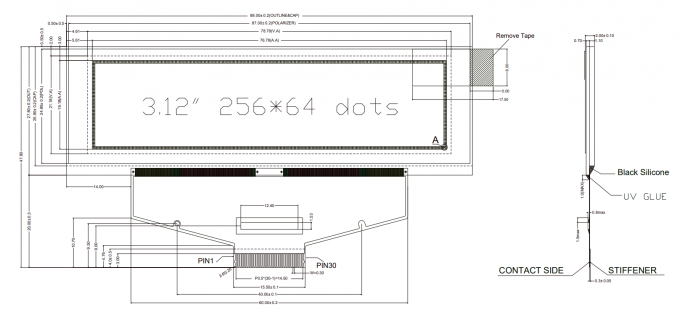 UG-5664ASWEF01 3.12" 256*64 Dots OLED Display Module with SPI/Parallel/I2C Interface 0