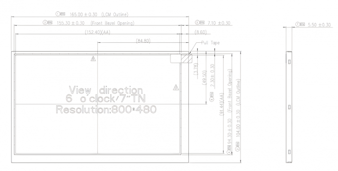 7 Inch Industrial TFT Display 40 Pin 800x480 RGB Interface With Resistive Touch Screen 0