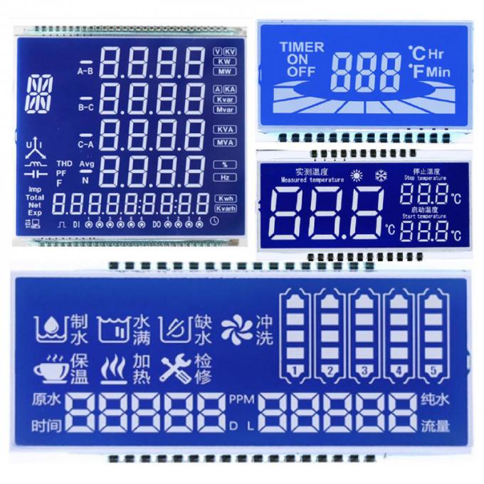 Custom STN LCD Panel, STN Blue Mode/Background White Characters/Fonts Display, Metal Pin Connection 0