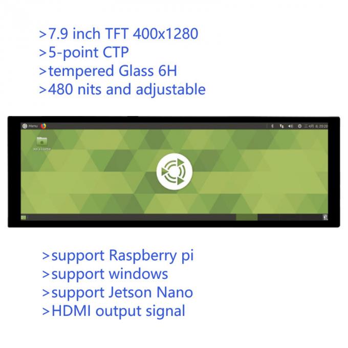 7.9 Inch Stretched Bar Type HD Monitor Raspberry Pi 4th Generation B Jetson Nano Display IPS With Capacitive Screen 0