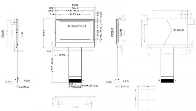 China Monochrome Graphic LCD Display Module 128x64 ST7565R FSTN Positive COG Display 1