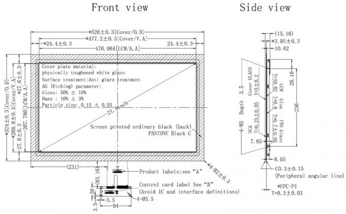 Sunlight Readable 21.5 Inch TFT LCD Display With USB Touch Screen, China Industrial TFT Display 21.5 Inch 3