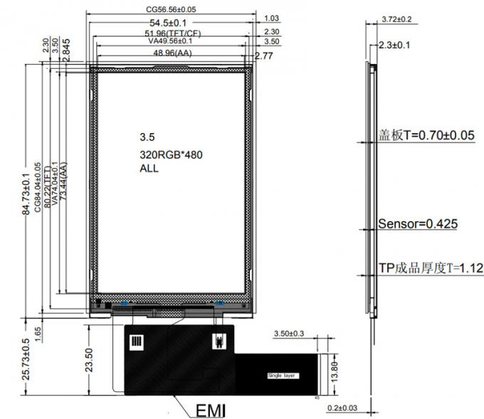 3.5" Inch TFT LCD Display Module 320x480 HVGA IPS Full Viewing Angle With RGB/MCU/SPI Interface 1