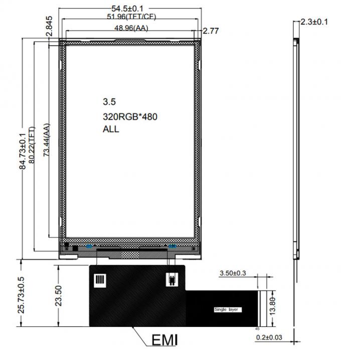 3.5" Inch TFT LCD Display Module 320x480 HVGA IPS Full Viewing Angle With RGB/MCU/SPI Interface 0