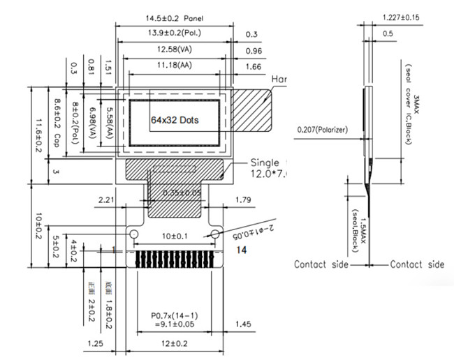 0.49 Inch OLED Display Module 64x32 Graphics Display Industrial Grade 0