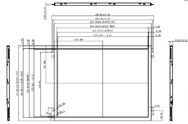 10.4inch Industrial TFT LCD Display 1024x768 Pixels LVDS Interface 30 Pin 0