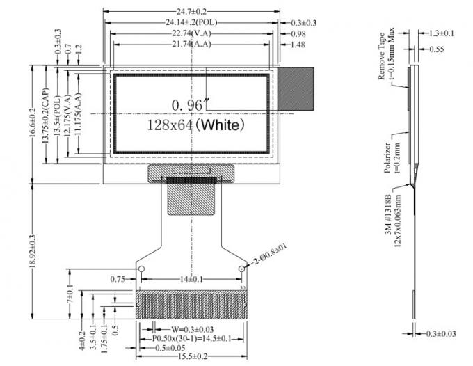 0.96 Inch OLED Display Module 128x64 Pixel SPI I2C Interface Plug-In Connection 0