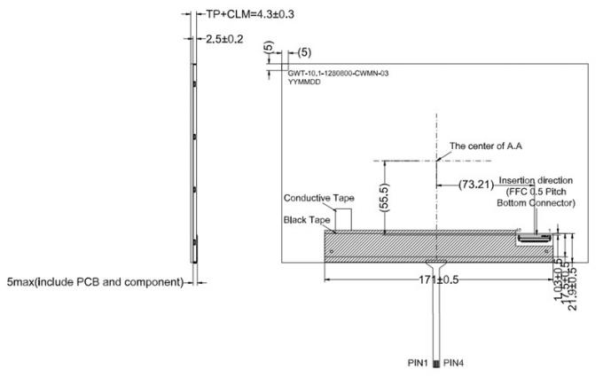 10.1 Inch TFT LCD Display 1280x800 Resolution With Resistive Touch Panel 1