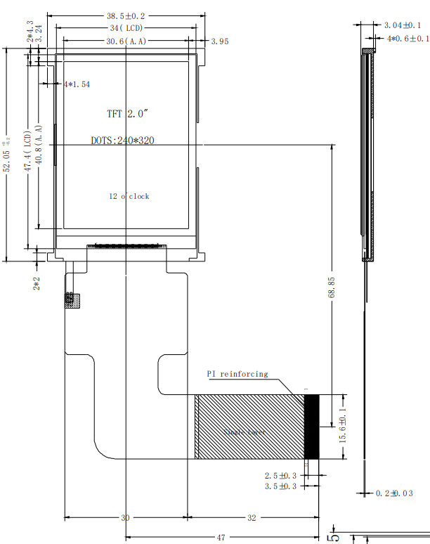 IPS 2 Inch TFT LCD Display Screen With SPI RGB Interface 240x320 0