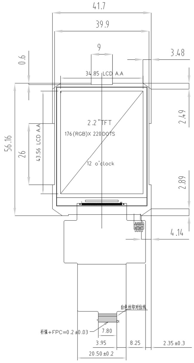 2.2'' Inch SPI TFT LCD Display ILI9225G QCIF 176x220 Touch Panel Screen, China TFT manufacturer 0