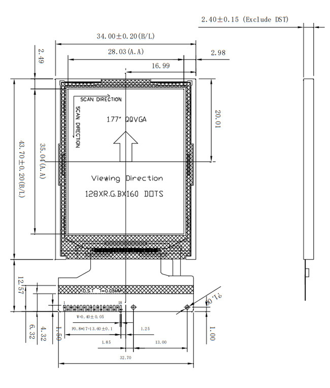 China Factory Supplies 1.8 Inch 128x160 TFT LCD Display Screen QQVGA SPI Interface 0