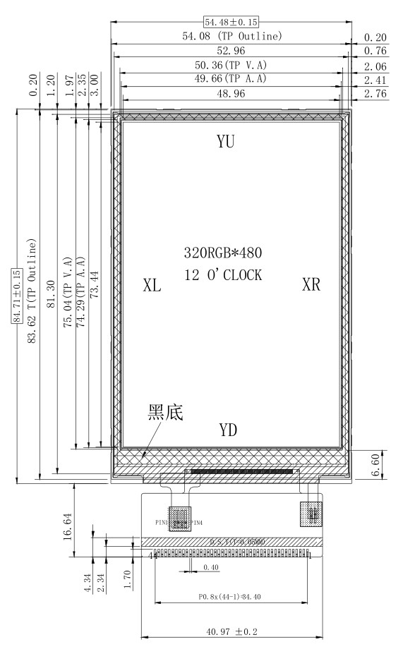 3.5 Inch Touch TFT LCD Display HVGA TN Type 320X480 MCU 16bit Interface 0