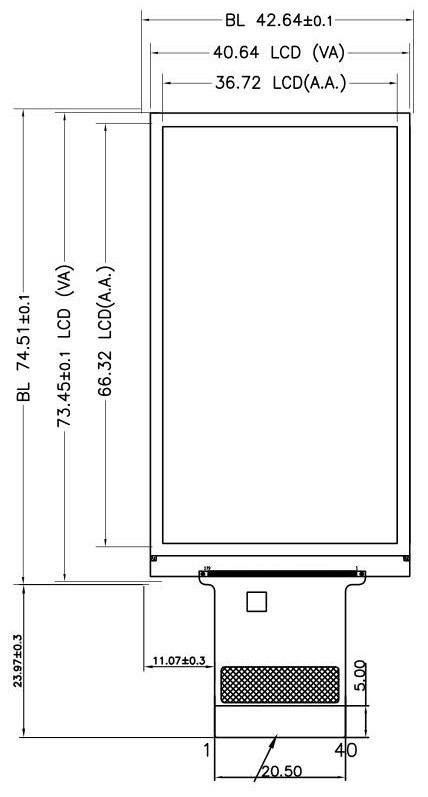 360x640 IPS 3 Inch TFT LCD Module Display Full Viewing Angle With RGB Interface 0