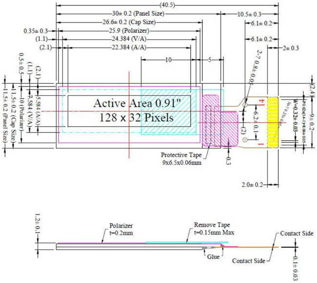 Monochrome 128x32 OLED Display 0.91 Inch SSD1302 I2C Interface 14 Pin 0