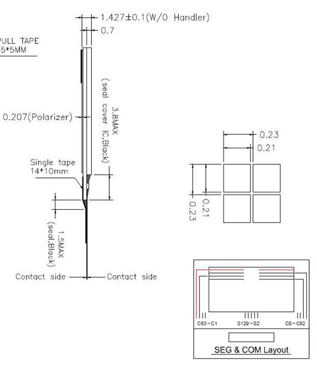 1.3 Inch 128x64 I2C OLED Display 6800 8080 4-SPI Interface 30 Pins 1