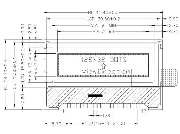 128x32 Dots Monochrome Graphic LCD Display COG With ST7565R IC SPI Interface 0