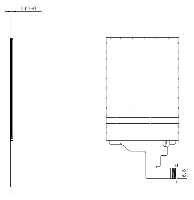 2.88" IPS Display Module , VGA 480x640 LCD With 2 Lane MIPI Interface 21 Pins 1