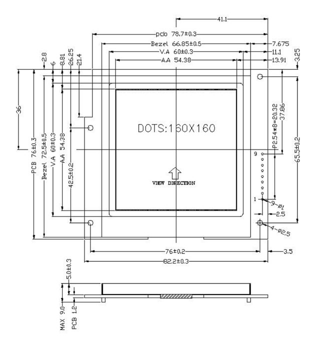 160x160 Graphic FSTN LCD Display Module Positive ST75161 3.3V VDD SPI Interface 0