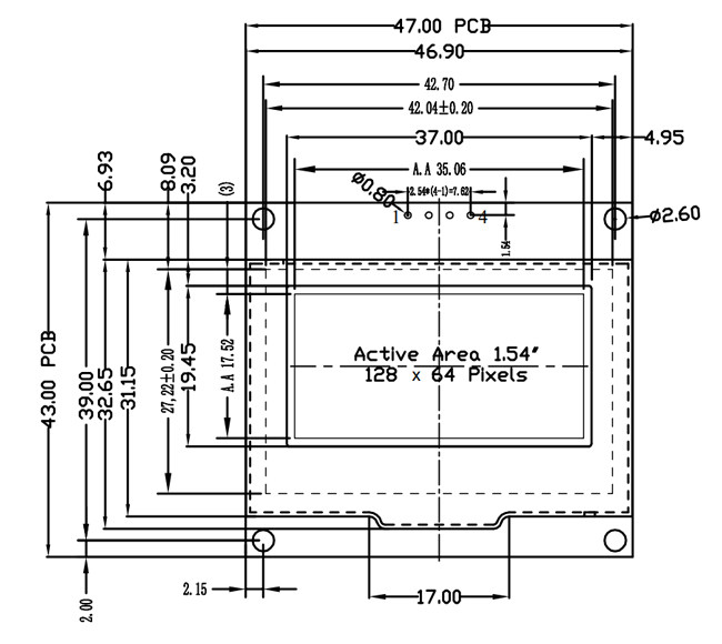 1.54" 128x64 OLED Display Module , I2C OLED Screen with All Viewing Angles 0