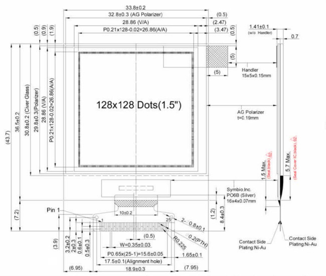 1.5 Inch Graphic 128x128 OLED Display, 1.5 Inch OLED Module Monochrome White Bule Color 0