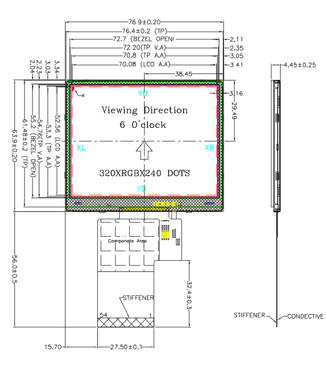 QVGA 320x240 3.5 Inch TFT Display RGB Interface 54 Pin With LED Backlight 0