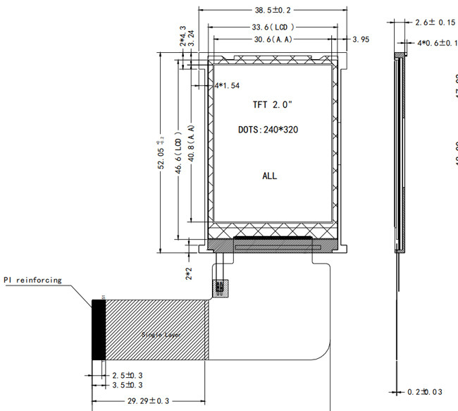 QVGA 240x320 2 Inch LCD Display , IPS TFT Screen SPI MCU RGB Interface 0