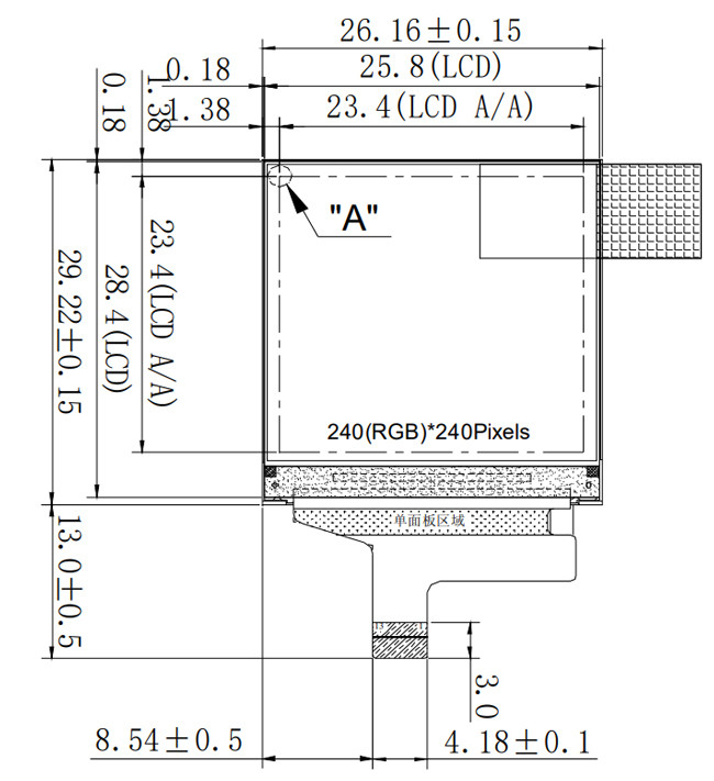 Small IPS TFT LCD Screen 1.3" Inch 240x240 Square Type Free Viewing Angle 0