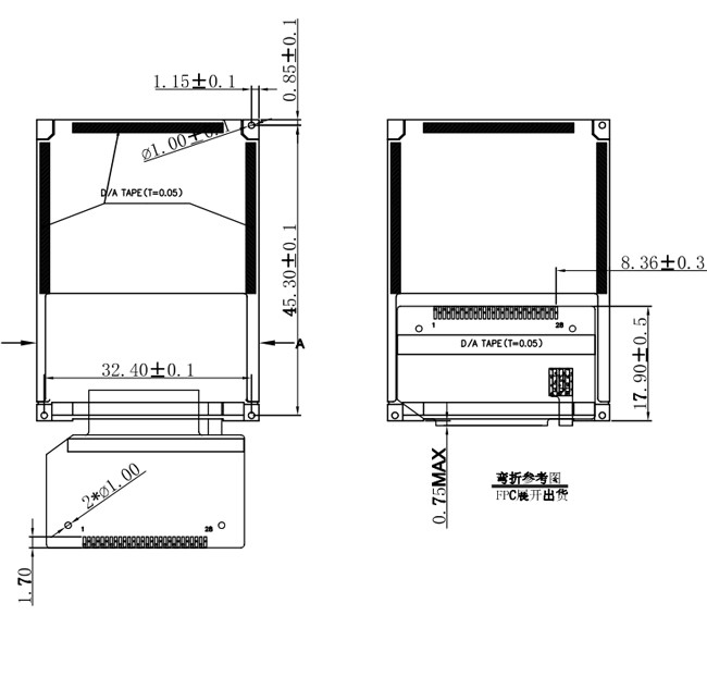 1.8 Inch Industrial TFT Display 128x160 Dots 16 Bit Interface With White LED Backlight 1