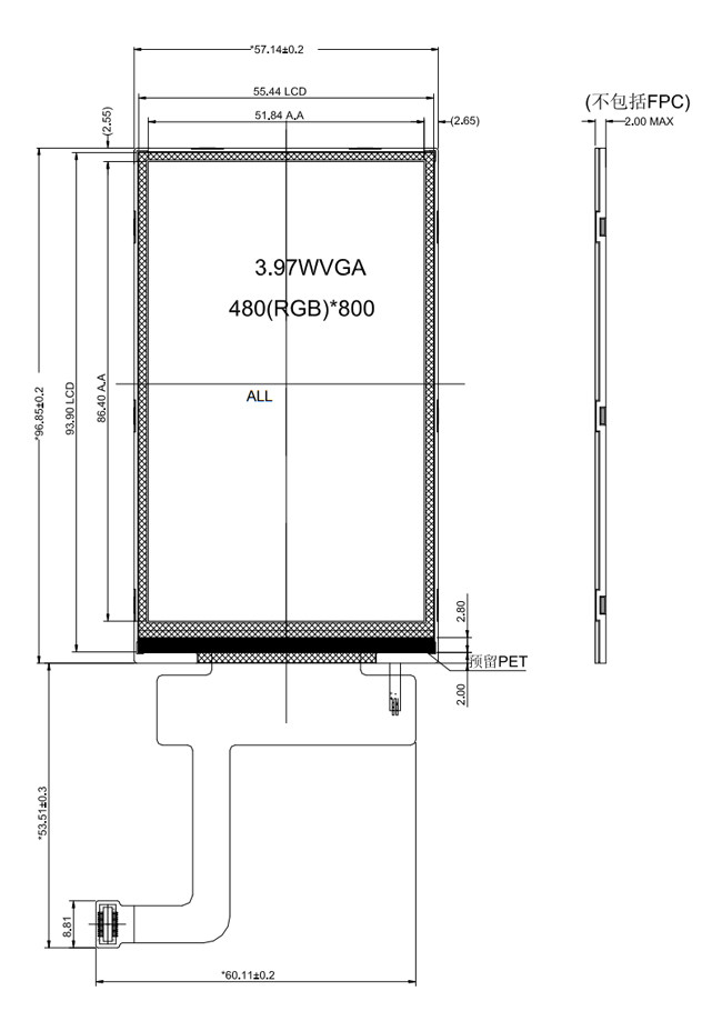 4 inch TFT LCD Display DSI MIPI 480x800 IPS 2.8V REACH RoHS Certificate 0