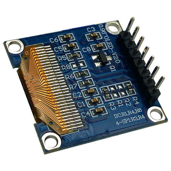 0.96 Inch SSD1306 Controller 7 Pin White And Blue Fonts SPI OLED Display 128x64 3V PMOLED 2