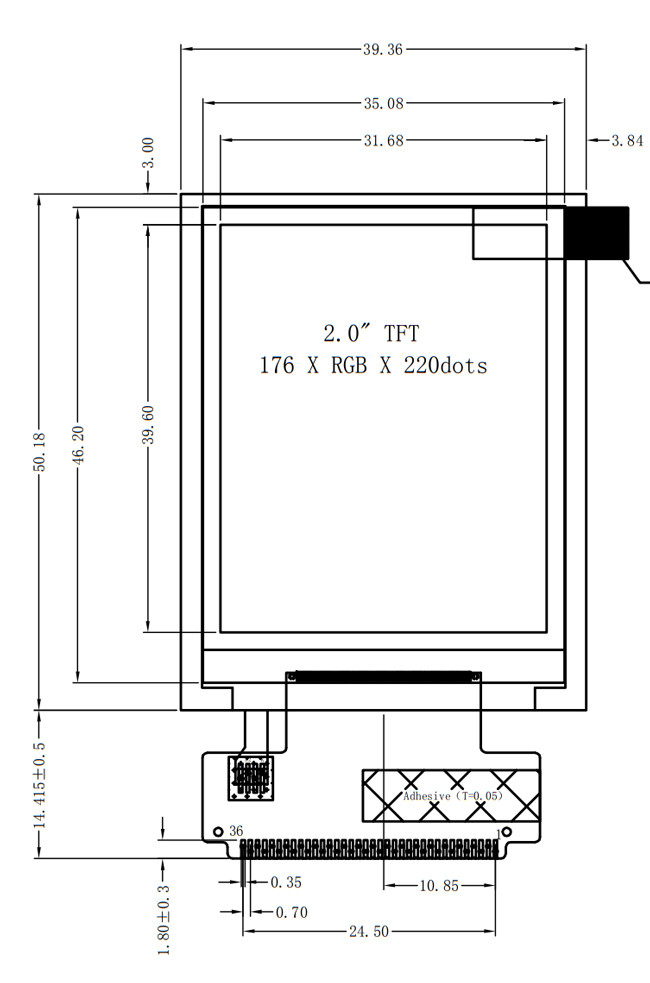 2" TFT LCD Display MCU Interface 176x220 Pixels With ILI9225G IC 0